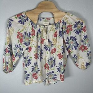 Denim & Supply Ralph Lauren Blouse Top Womens Small Boho Floral Cotton Blend